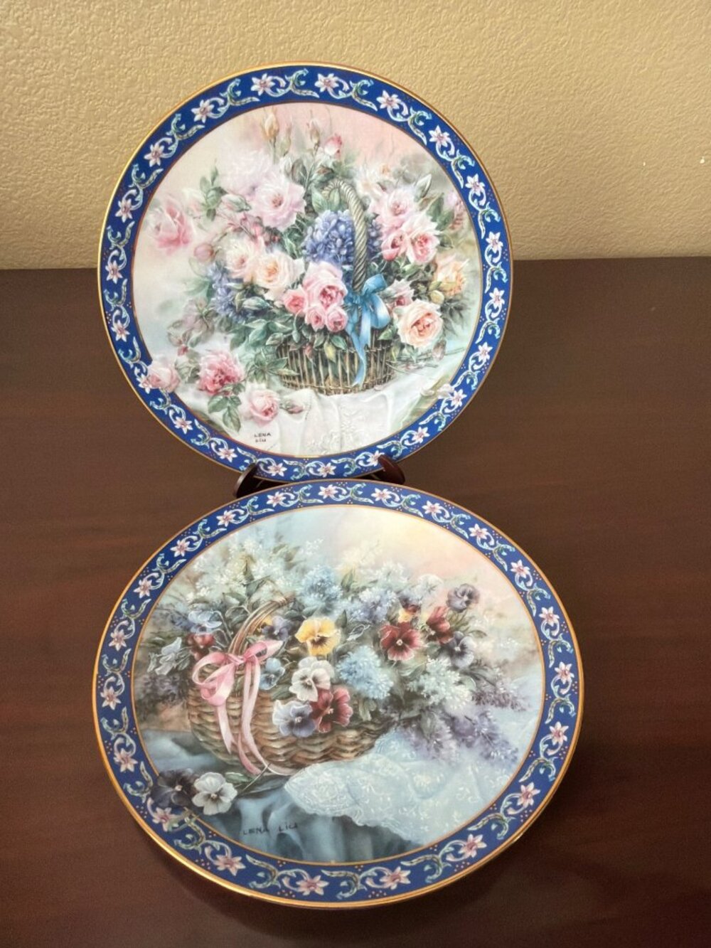 1992 Lena Liu Basket Bouquets W.S. George Set of 11 Collector Plates Missing #11 - Picture 2 of 15